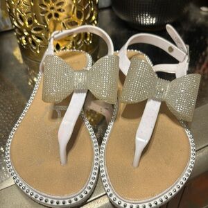 Sandals size 11/12 white and silver BeBe